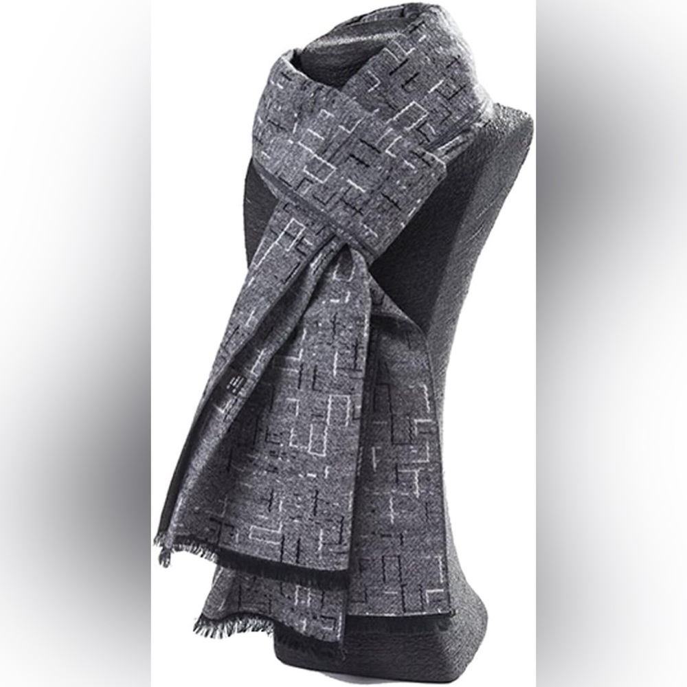 Amazon Condou Cold Weather Men's Gray Patterned Cashmere Scarf